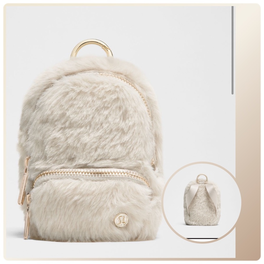 Lululemon Everywhere Nano Backpack Plush Fleece Natural Ivory/Gold‎ nwt